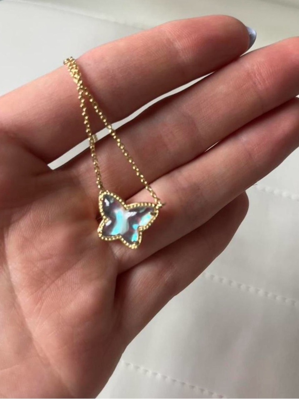 Kendra Scott Gold Butterfly Pendant Necklace with Iridescent Inlay